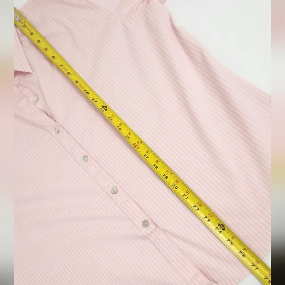 Vintage Chico's Design Pink And White Stripe Button Down Top. - Picture 7 of 8
